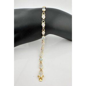 Blue Topaz Bracelet with Pretty Diamond Accents 14kt Gold Overlay Sterling